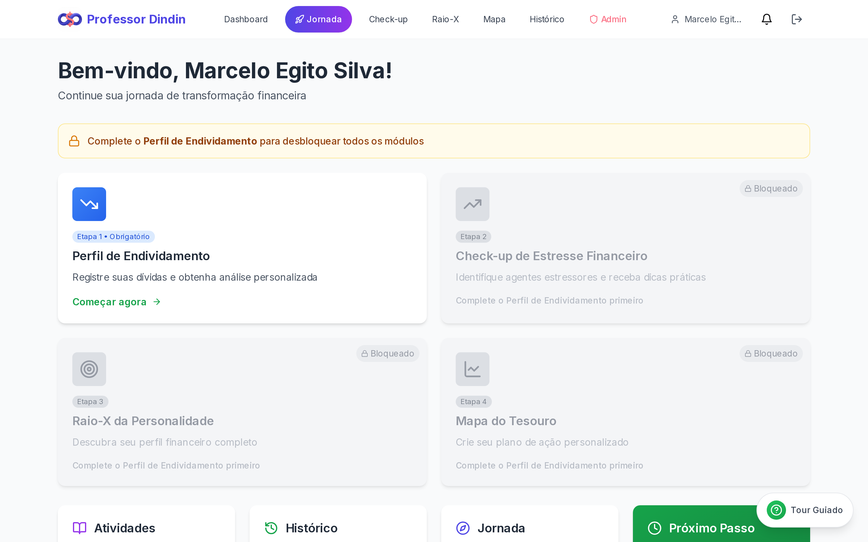 Painel da sua jornada financeira